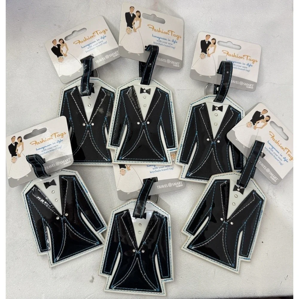 Lot of 6 Travel Smart Conair Honeymoon Groom Tuxedo Luggage Tags NWT